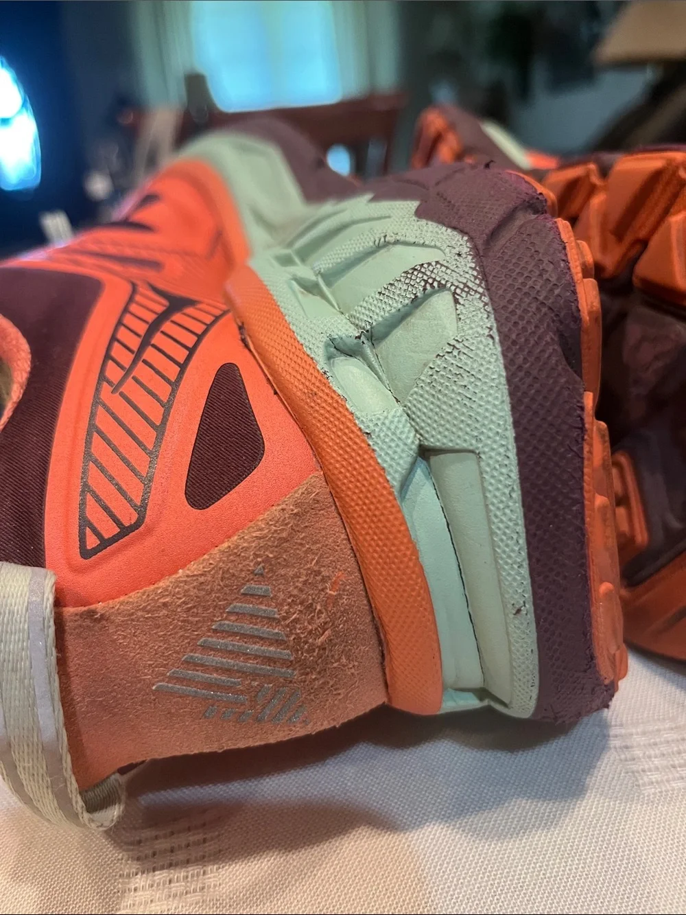 Hoka One One Women's Orange and Teal Running Sneakers